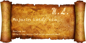 Mojszin Letícia névjegykártya